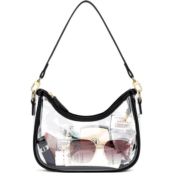 Women’s Clear PVC Shoulder Bag Hobo & Clutch for Events & Everyday Use - Picture 1 of 7